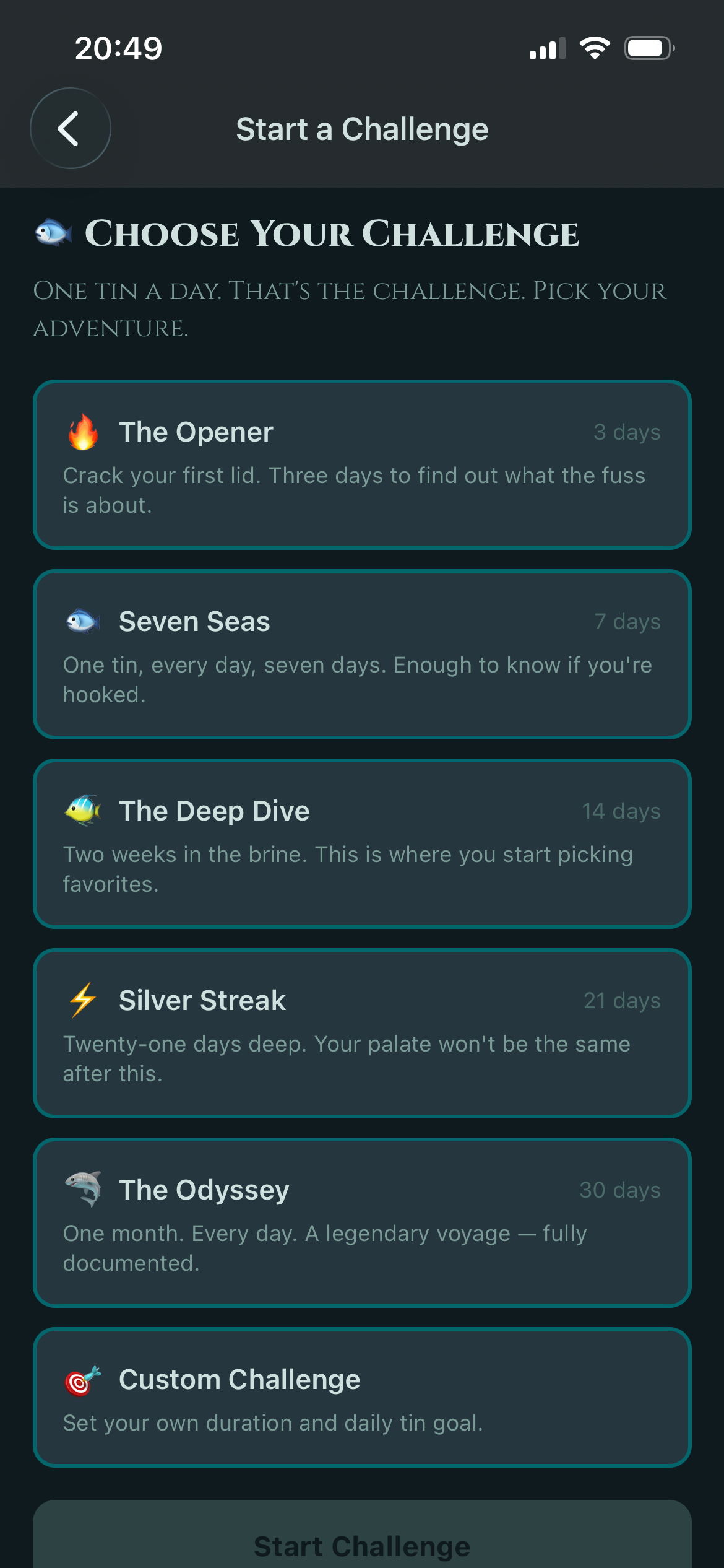 Challenge selection